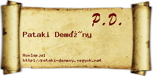 Pataki Demény névjegykártya